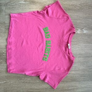 Pink Kids T-Shirt with Green Print
